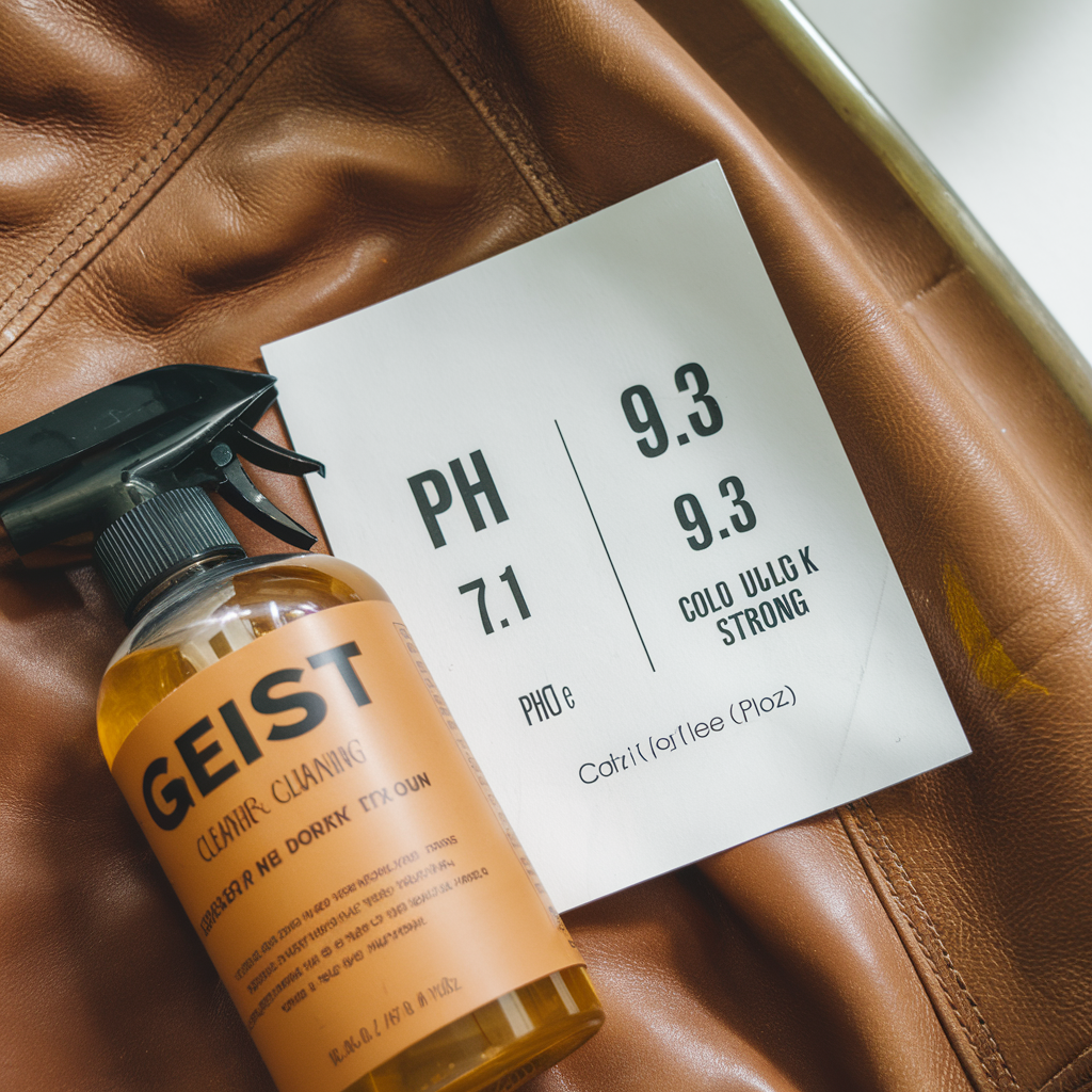 Comparatif des pH des nettoyants cuir : Geist (7,1) vs Colourlock Strong (9,3) – Impact sur la longévité des surfaces